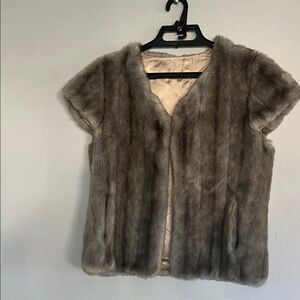 Sandro Gray Faux Fur Vest